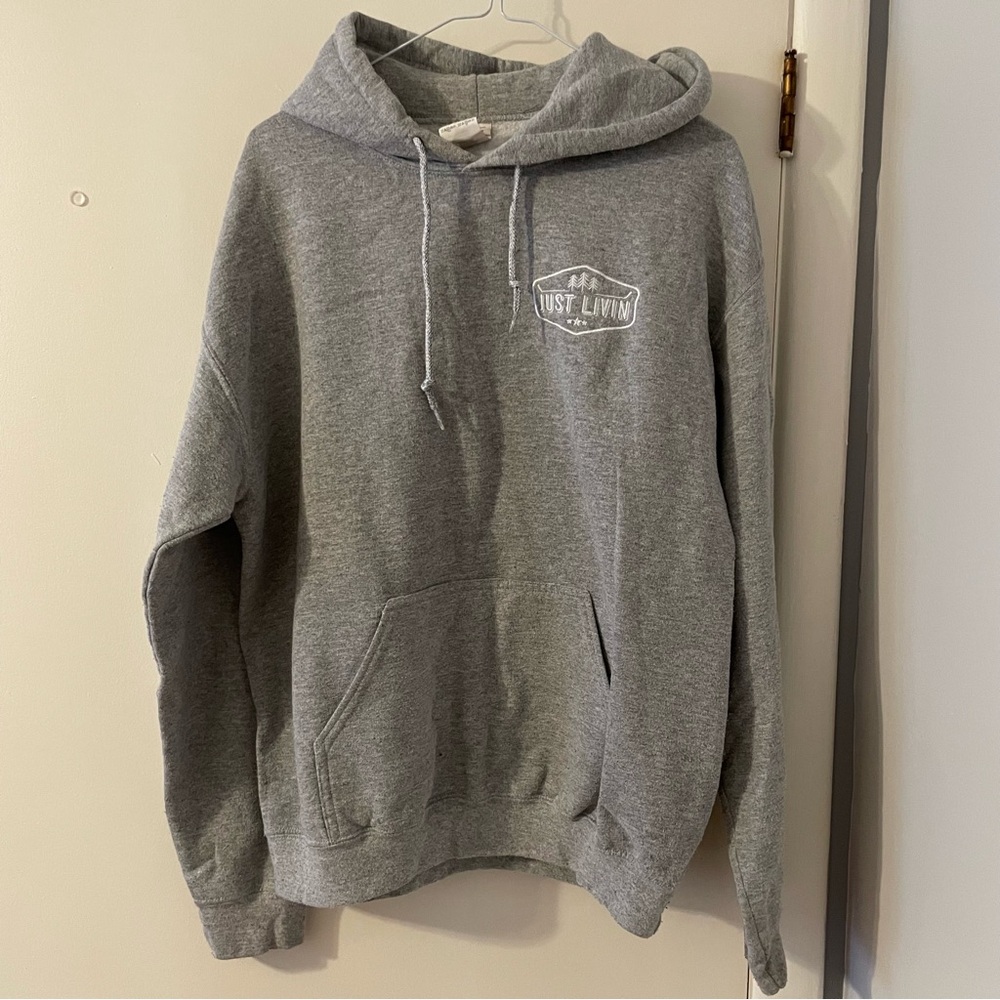 Grey Hoodie with Hockey Stick and Tree Embroidery